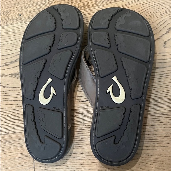 Men's Brown Leather Flip Flops - Picture 3 of 3